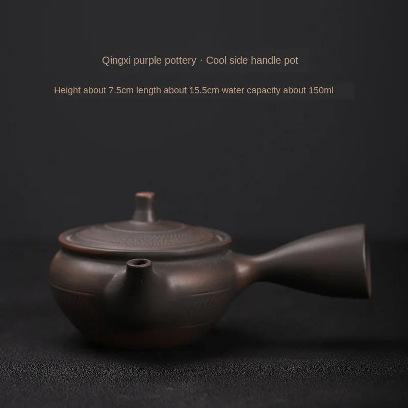 

Purple Pottery Side Handle Pot Hand-Blind Ceramic Kung Fu Teapot Single Teapot Pu er Tea Making Device Tea Sets Chinese Tea Pot