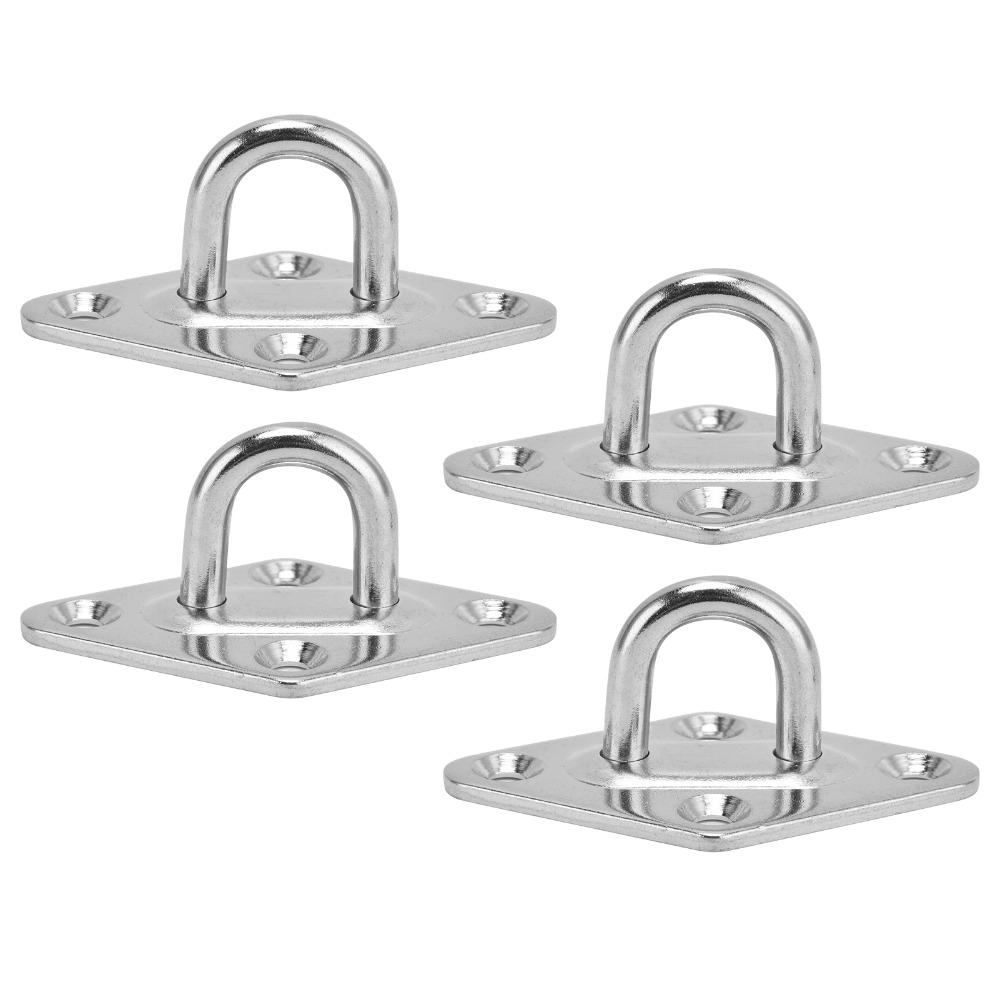 4 PCS 304 Stainless Steel Heavy Duty Hammock Hanging Kit Rhombus Includes Screw Bolts Stainless Steel Pad Eye Plate