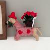 Doni Gulo Handmade Dachshund Wool Felt Pendant: Flower Basket Heart Keychain & Car Charm Gift