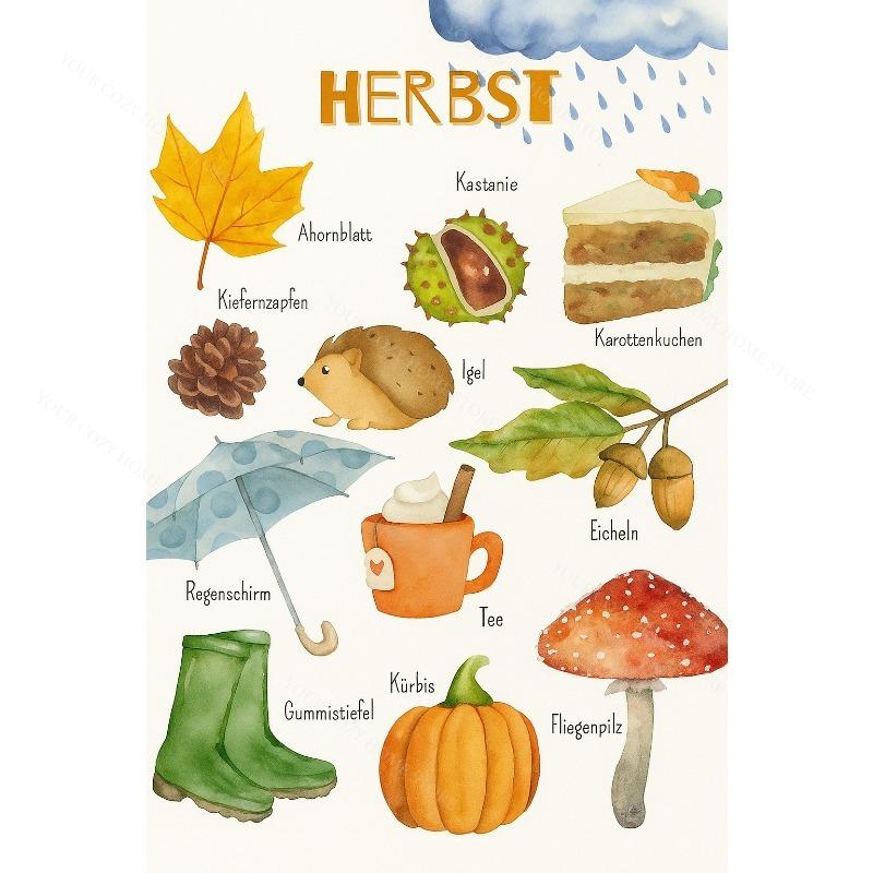Vintage Fall Pumpkin Canvas Gallery Prints Witch Maple Leaf Typography Autumn Wall Art Farmhouse Thanksgiving Home Decor Gift