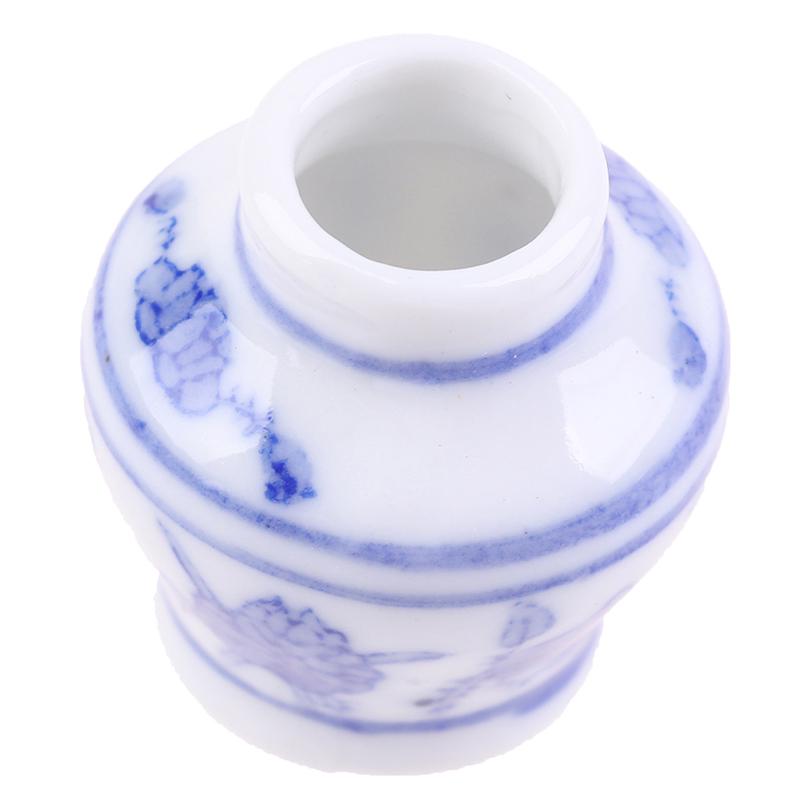 1/12 Dollhouse Miniature Blue And White Porcelain Vase Accessories Toy