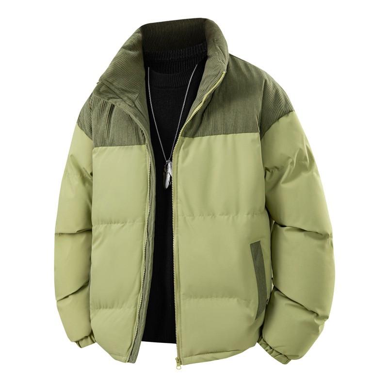 Unisex Winter Padded Cotton Jacket Thick Warm Loose Fit Stand Collar Casual Outerwear Men Women