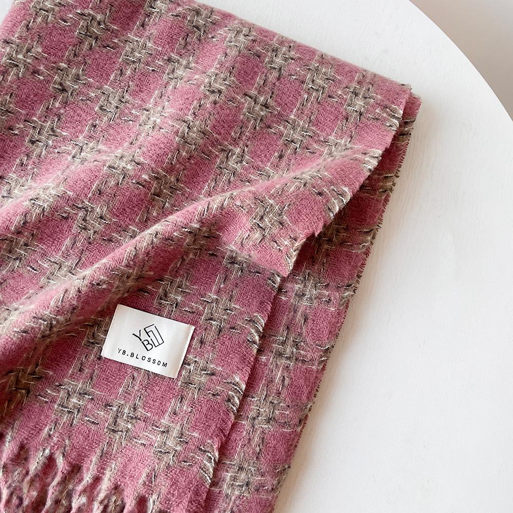 Circle Yarn Thousand Bird Plaid Shawl Scarf Women's Winter High-end Atmosphere Black British Style Scarf Shawl