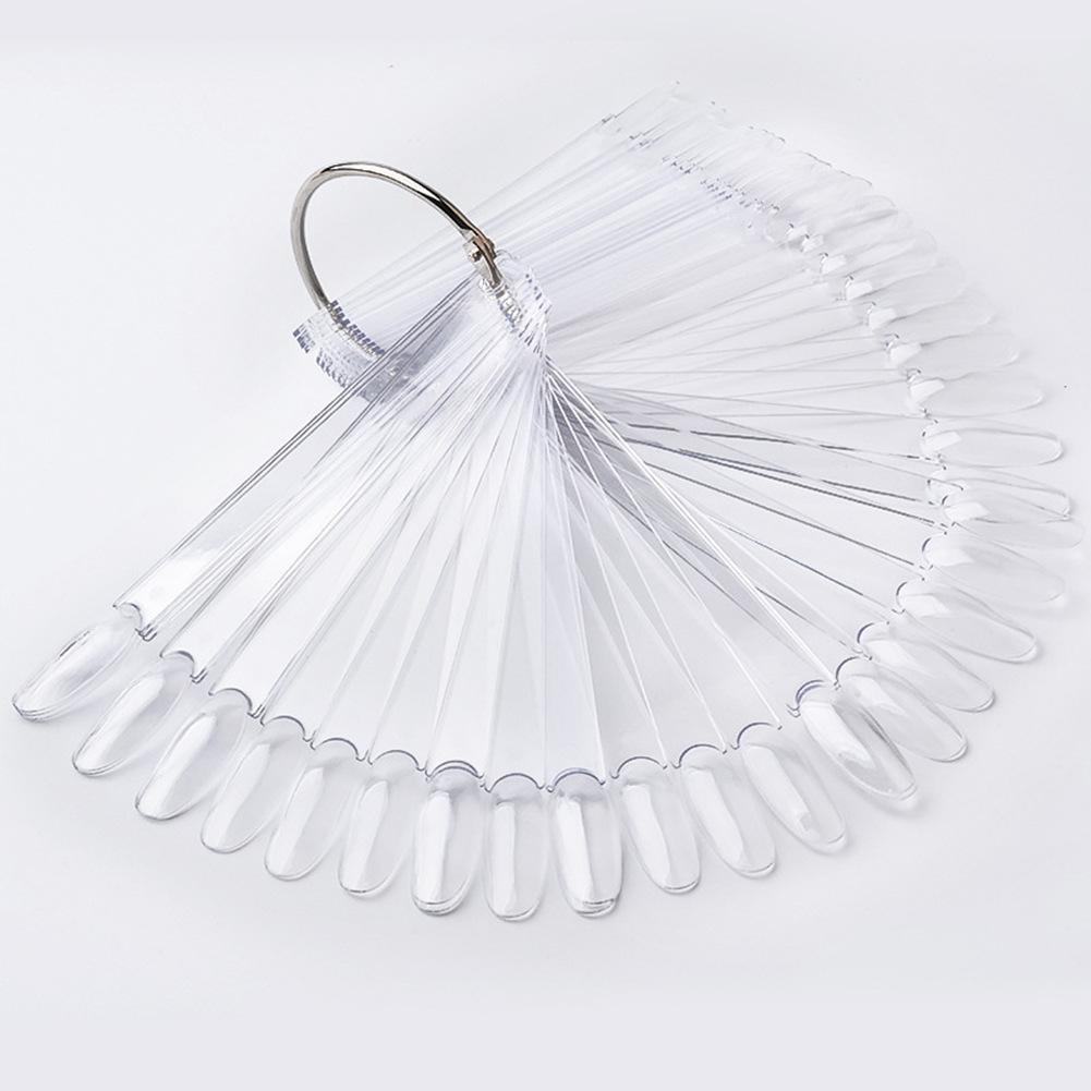 50 Pcs/set False Nail Tips Fan Nature Clear Finger Full Card Nail Art Display Practice Polish All for Manicure