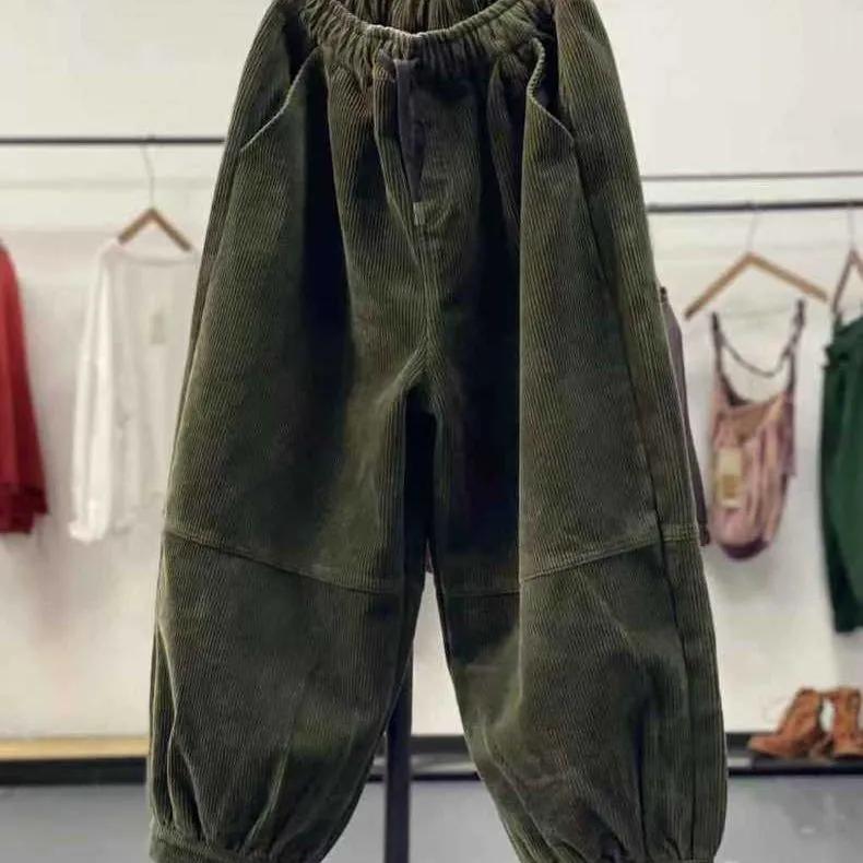 Autumn Casual Corduroy Harem Pants Women High Waist Retro Loose  Female Oversize Mom Trousers Baggy Sweatpants