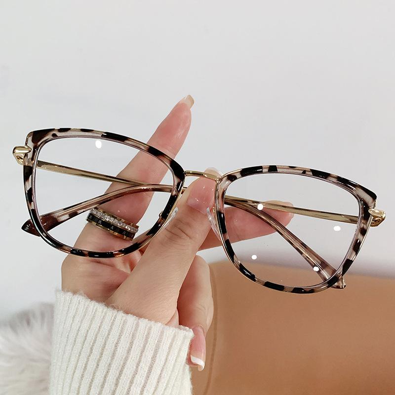 Simple And Fashionable Anti-Blue Light Flat-Glass Light Luxury Metal Women's Glasses Frame Optical Prescription Customization