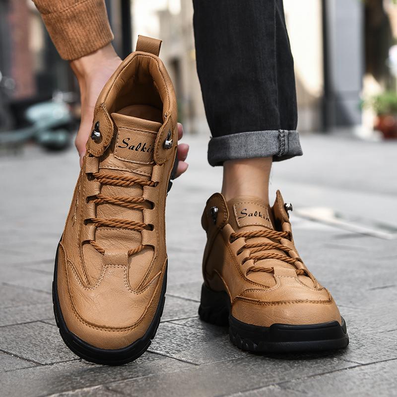 Ręcznie robione buty ze skóry dwoinowej Buty męskie Wygodne buty do kostki dla mężczyzn Buty codzienne Duże rozmiary Buty narzędziowe