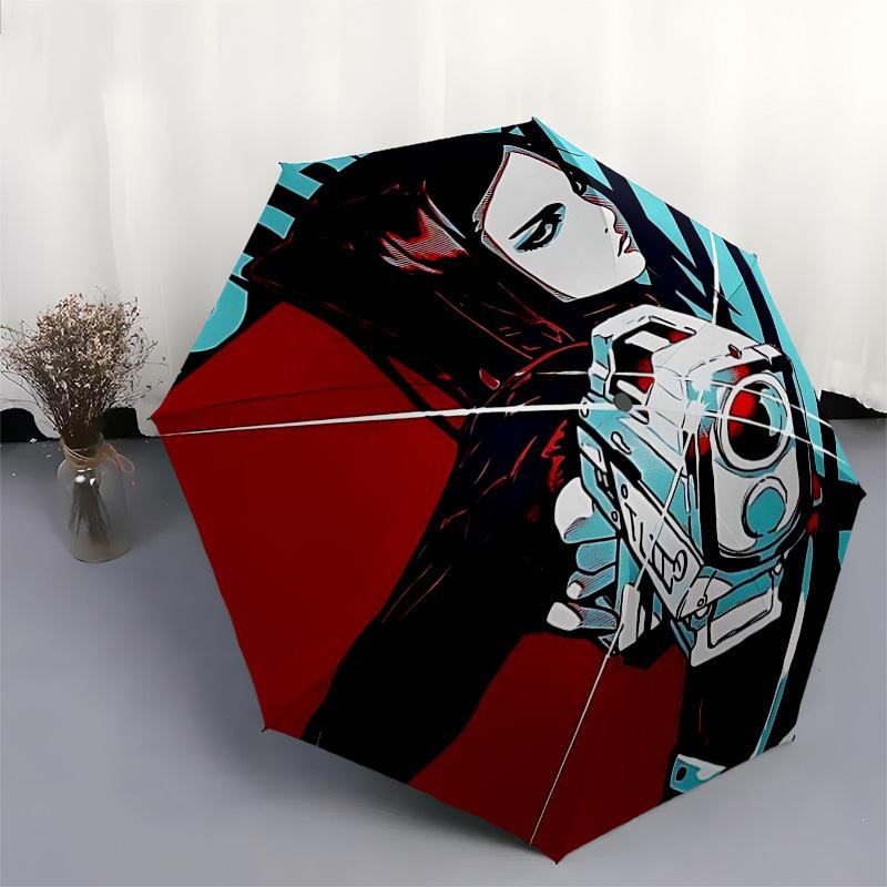 1pc Ghost In the Shell Motoko Kusanagi Outdoor Umbrella - Automatic Opening/Closing, Portable 3-Fold Design, 8-Bone Iron Frame, Ideal Gift for Fans, T