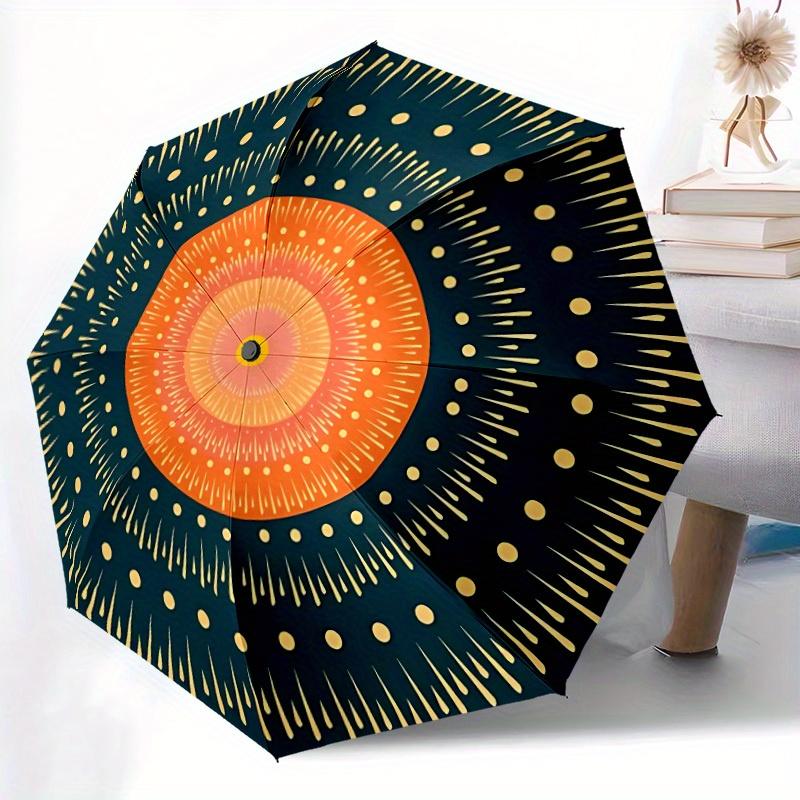 1pc Mandala Pattern Automatic Umbrella - 8-Rib Foldable Design, Outdoor Adventures, and Family Celebrations Y250829088