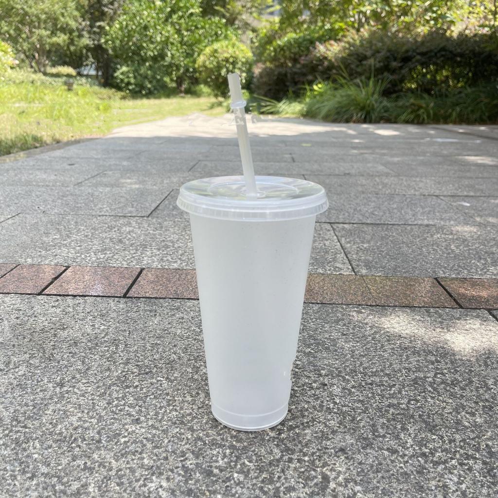 10PC 24OZ Glitter Straw Cups Large Capacity PP Single Layer Plastic Cups 710ml Glitter Cups Drink Party Cups Takeaway Drinks