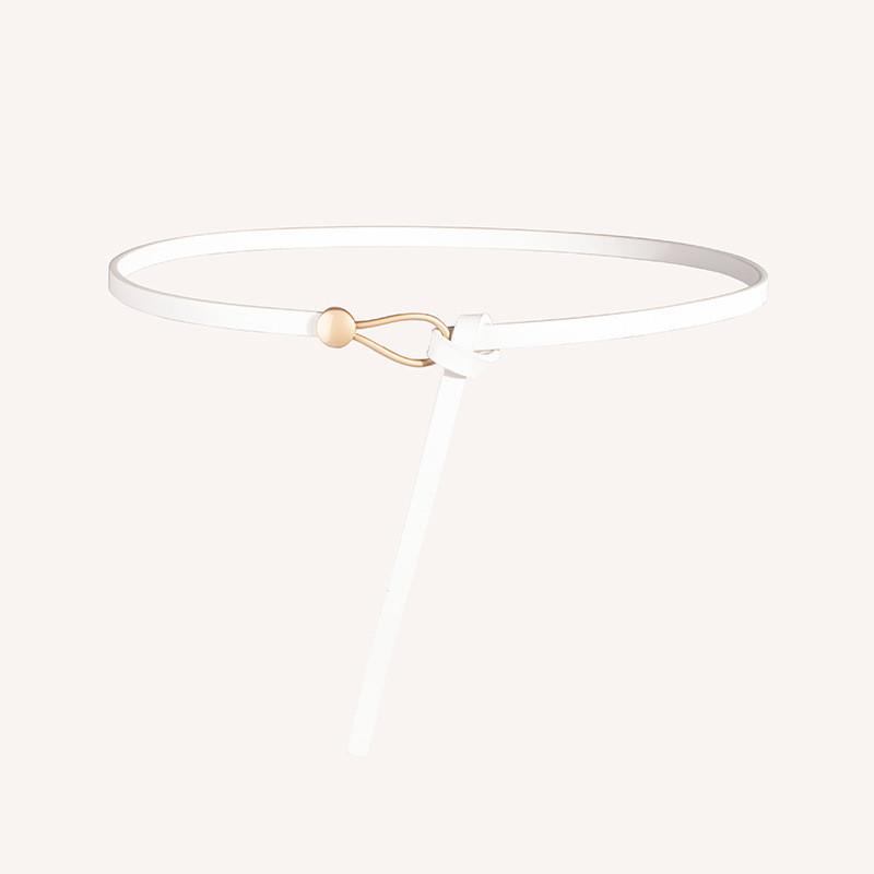 Pu Thin Waist Belt With Metal Buckle For Casual Dress And Retro Style