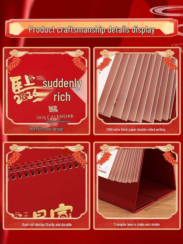 2026 Mini Desk Calendar: Simple Cartoon Style, Irregular Design, Student Planner with Punch Card.