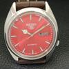 JAPAN 7009A VINTAGE SEIKO 5 AUTOMATIC MENS RED COLOR DIAL WATCH a701364-5 R206a-a701364
