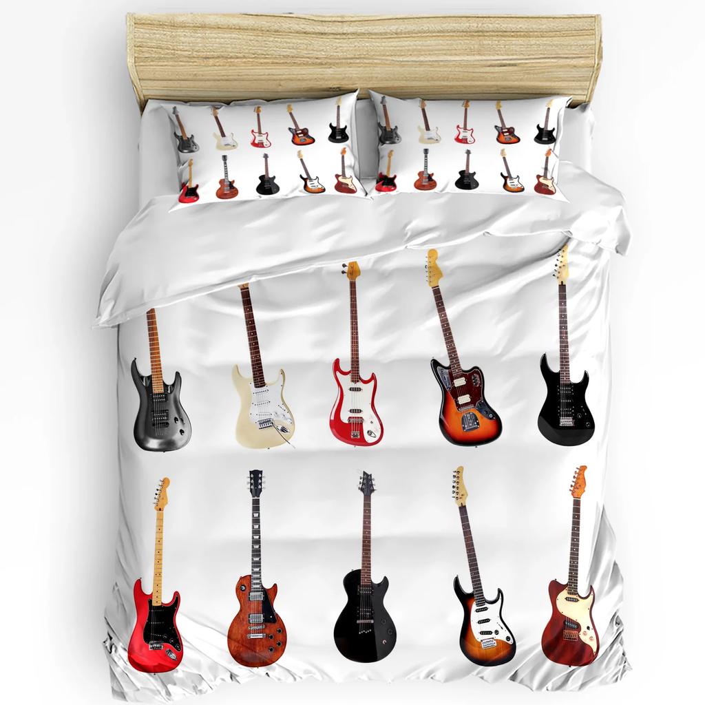 Rock Music Guitar Duvet Cover Bed Bedding Set For Double Home Textile Quilt Cover Pillowcases Bedroom Bedding Set (No Sheet)