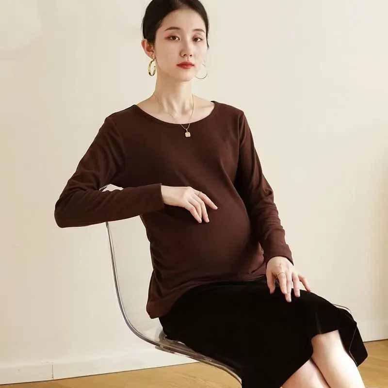 

Одежда для беременных, однотонная, теплая осенью и зимой, с длинными рукавами, беременные мамы прикрывают животы и не показывают свои намерения XL recommends 125-72.5kg