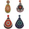 Bohemian Wooden Retro Ethnic Large Print Long Earrings