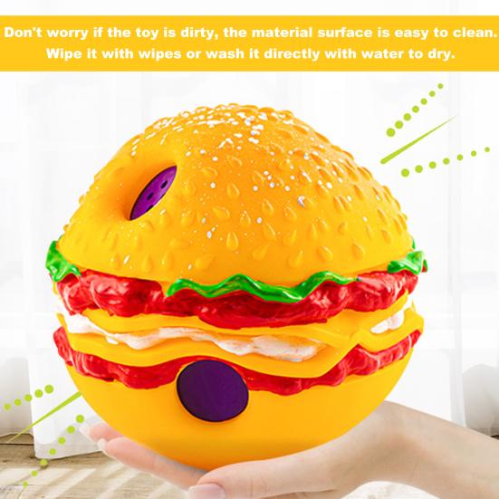 Haustierspielzeug, Burgerform, Kichergeräusch, lockt bissfest, Zahnpflege, multifunktionale Zahnreinigung, Spielspielzeug, Hund, wackelt, Kicherball, Heimtierbedarf