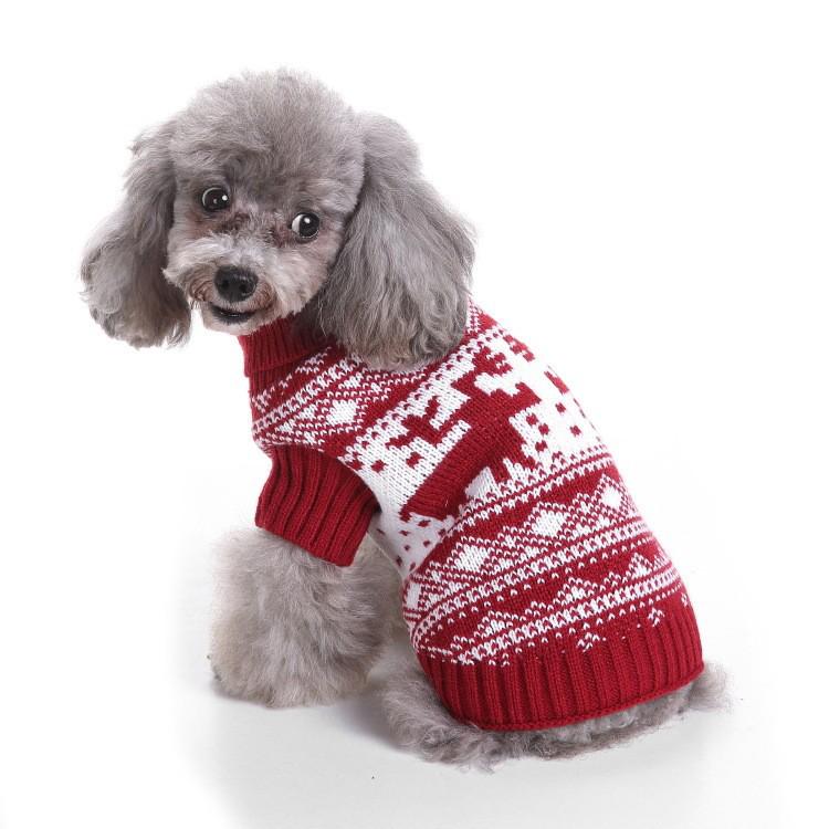Autumn/Winter High Neck Christmas Dog Sweater - Warm Knitwear for Pets