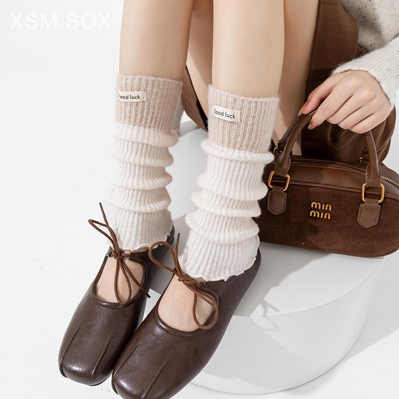 

Boots Still Cotton Socks Cover Wool Stacking Socks Contrasting Color Knitted Maillard Stockings Thickened Thermal Calf Socks One size fits all молоко, білий колір