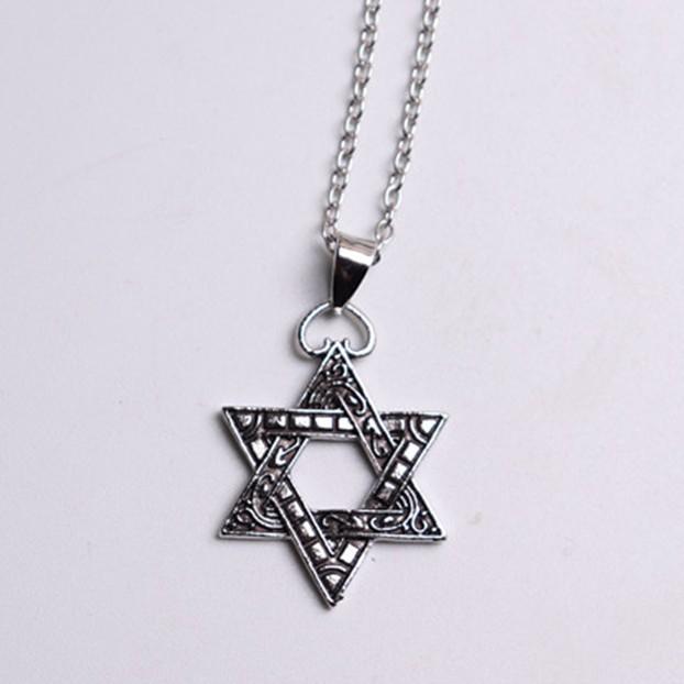 

C183 Hot-Selling Die-Cast Patterned Hexagram Pendant Trendy Cool Men s Alloy Necklace B Simple Necklace Bag