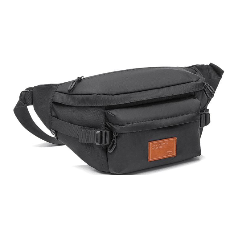 New LiNing Sports Life Collection Polyester Shoulder Bag, Crossbody Bag, Sling Bag, Fanny Pack Regular Unisex Black ABLT019-3
