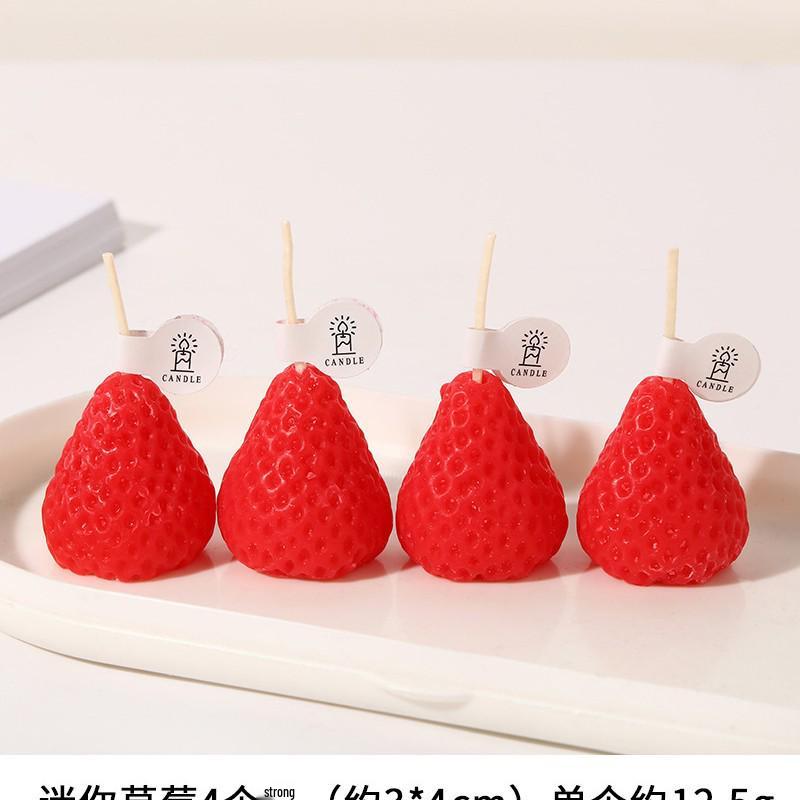 Small Strawberry Ornaments: Creative Fruit Wax Candles for Party Dessert Table & Photogenic Props