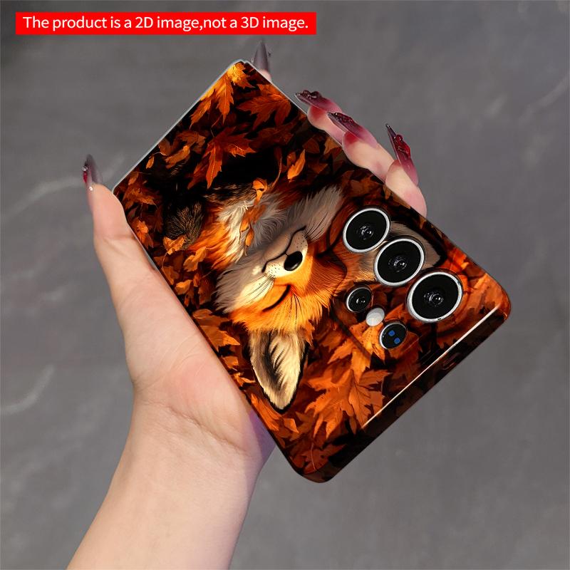 2DFlat Samsung phone case Sleeping Fox Amid Golden Leaves Applicable to Galaxy S22 S23 S24 S25ULTRA S26 A12 A13 A14 A15 A16
