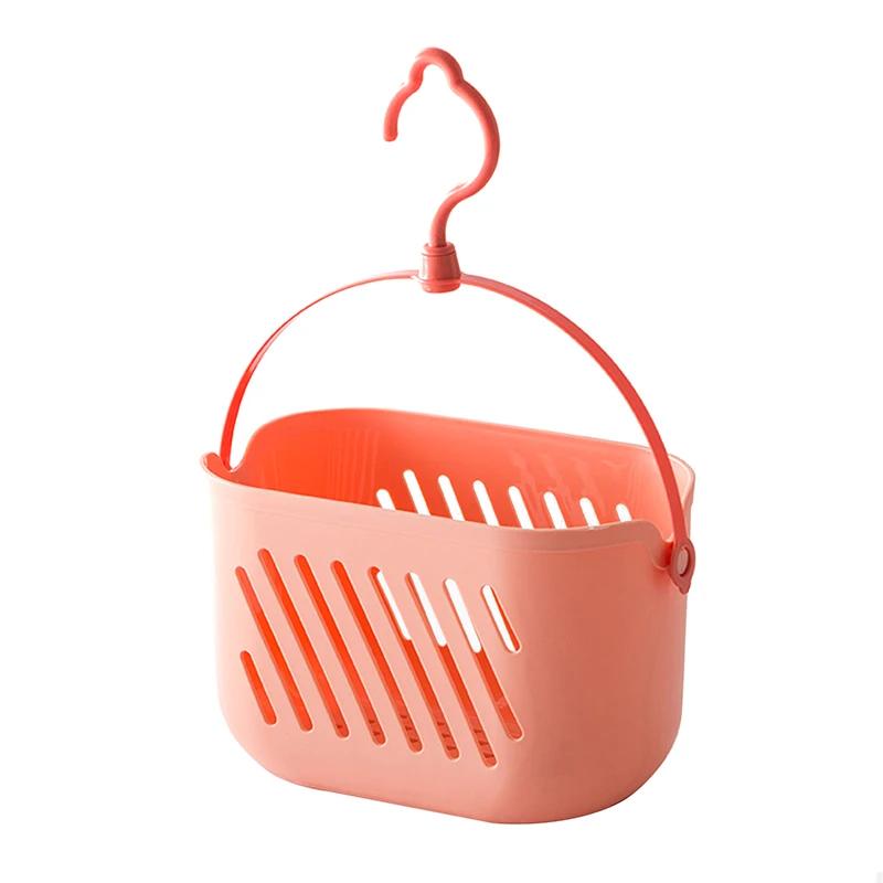 1pc Hanging Shower Toiletry Bath Kitchen Baskets Tub Corner Organizer Dorm Tote Hooks Rack Hangable Storage Basket with Hook