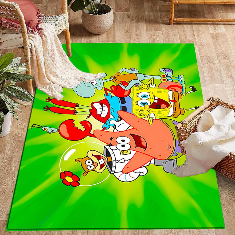Spongebob Squarepants Adventure Themed Anti-Slip Rugs - Polyester Home Decor, Suitable for Bedrooms, Living Rooms, Doorways, Studios, and Decorations