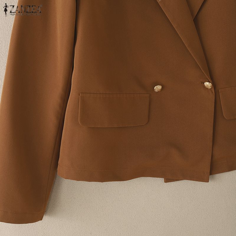 ZANZEA Lässiger Damen-Blazer mit Umlegekragen, langen Ärmeln und dünner Strickjacke