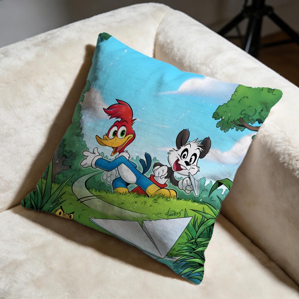 Trendy WWoody Woodpeckered Cushion Cover Soft Decorative Pillow Case Suitable for Bedroom Sofa Car Travel Use