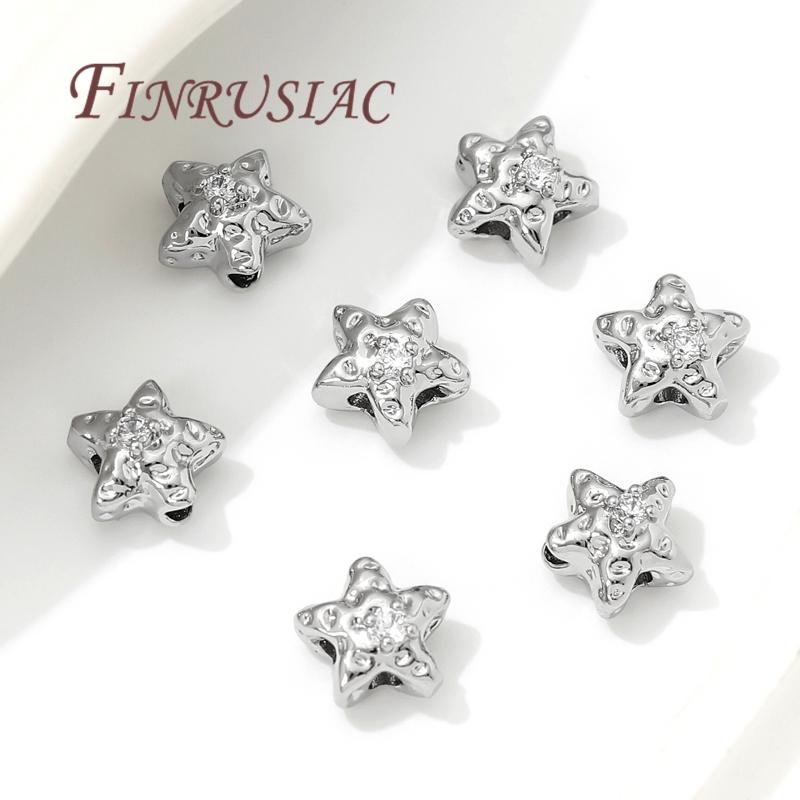 Star Beads 18K Gold Plated Brass with Zircon Spacer Beads Separators For Bead Findings DIY Jewelry Making Bracelets Accessories