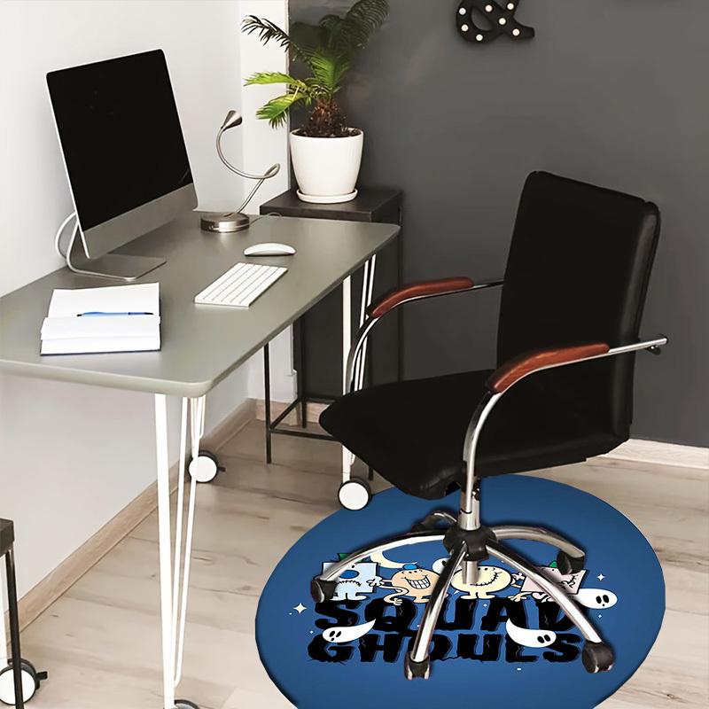 1pc Squad Ghouls Halloween Party Round carpet, Made of Polyester,Perfect for Decorating Office Chairs, Living Rooms 80cm