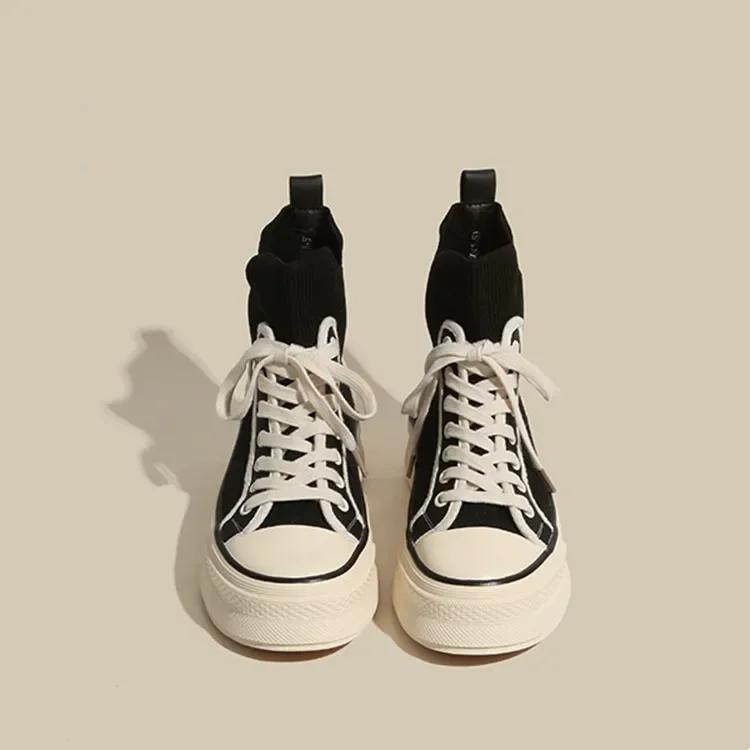 

Модные вязаные ботильоны женские туфли в стиле пэчворк высокие кроссовки весна осень роскошные дышащие ботинки для женщин плоские ботиночки на шнуровке 38