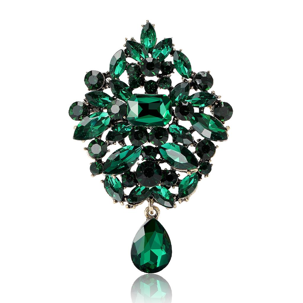 Fashion Crystal Glass Pendant Brooch Elegant Suit Accessories Brooch