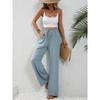 Women's Casual French Comfortable Straight Leg Wide Leg Pants with Pockets for Women