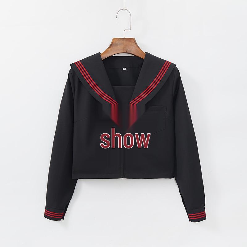 Rotes dreiteiliges japanisches JK-Uniform-Set - Langärmliger klassischer Akademie-Stil mit kurzem Rock