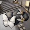 3D Visual Butterfly Flower Diatom Mud Floor Mat For Home Foot Mat, Non Mat Slip Water Door Toil X3Q4
