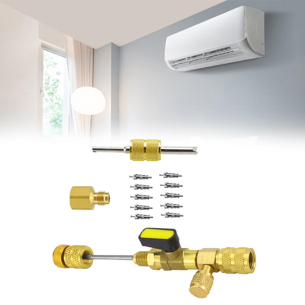 Air Conditioning Valve Remover Tool Brass Adapter Tool Air Conditioner Tool Anti-slip Knurling Brass Construction