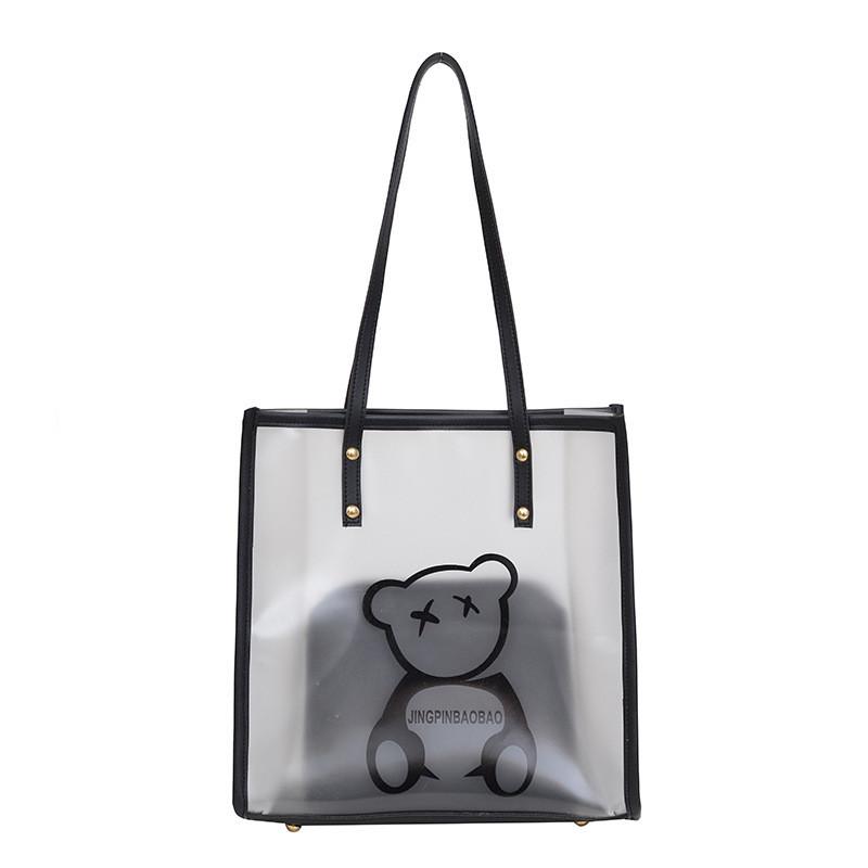 Contemporary Jelly Tote Bag With Spacious Interior And Comfortable Dual Shoulder Straps чёрный