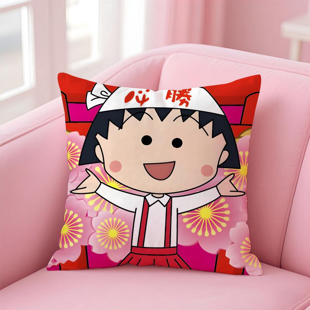 Cute Anime C-Chibi M-Maruko Chan Cushion Cover Comfortable Reversible Pillow Cover Ideal for Car Sofa Bedroom & Beyond