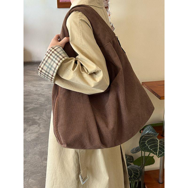 Casual corduroy women Shoulder bags Large capacity shopping bags for female big Totes Simple lady handbag Axillary bags bolsa