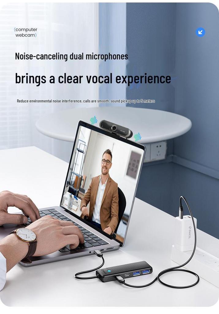 1080P HD USB Webcam for Online Classes and Meetings
