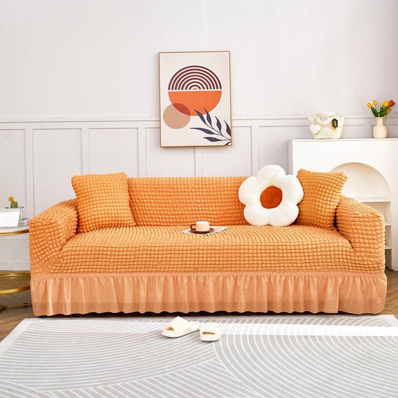 Dekorative Seersucker Ohrensessel-Überwurf mit elegantem Rock Weiche dehnbare Sesselhülle Waschbarer Möbelschutz für Sofa