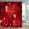 Valentine's Day Decoration Shower Curtain Holiday Gift Party Background Decoration Fabric Washable Shower Curtain Bathroom Decor