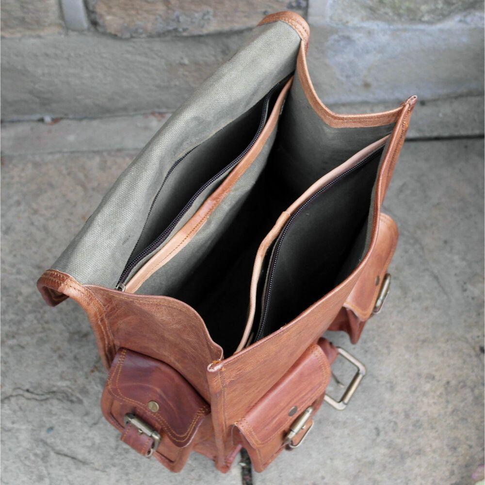 Pánská taška na batoh z pravé pravé kůže Brašna na notebook Satchel aktovka Hnědá Vintage