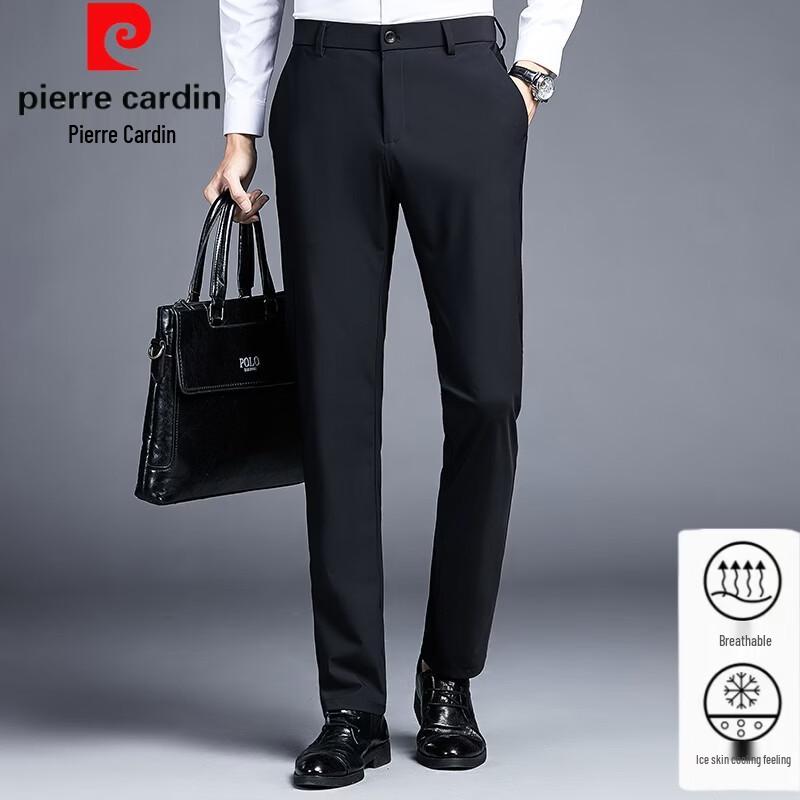 Pierre Cardin Men s Ice Silk Slim-Fit Straight Business Casual Pants 29