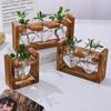 1 Stück Transparente Glasvase Mit Holzrahmen, Herzförmige Glasvase Für Hydroponische Pflanzenvermehrung, Luftpflanzen-Vase Für Zuhause