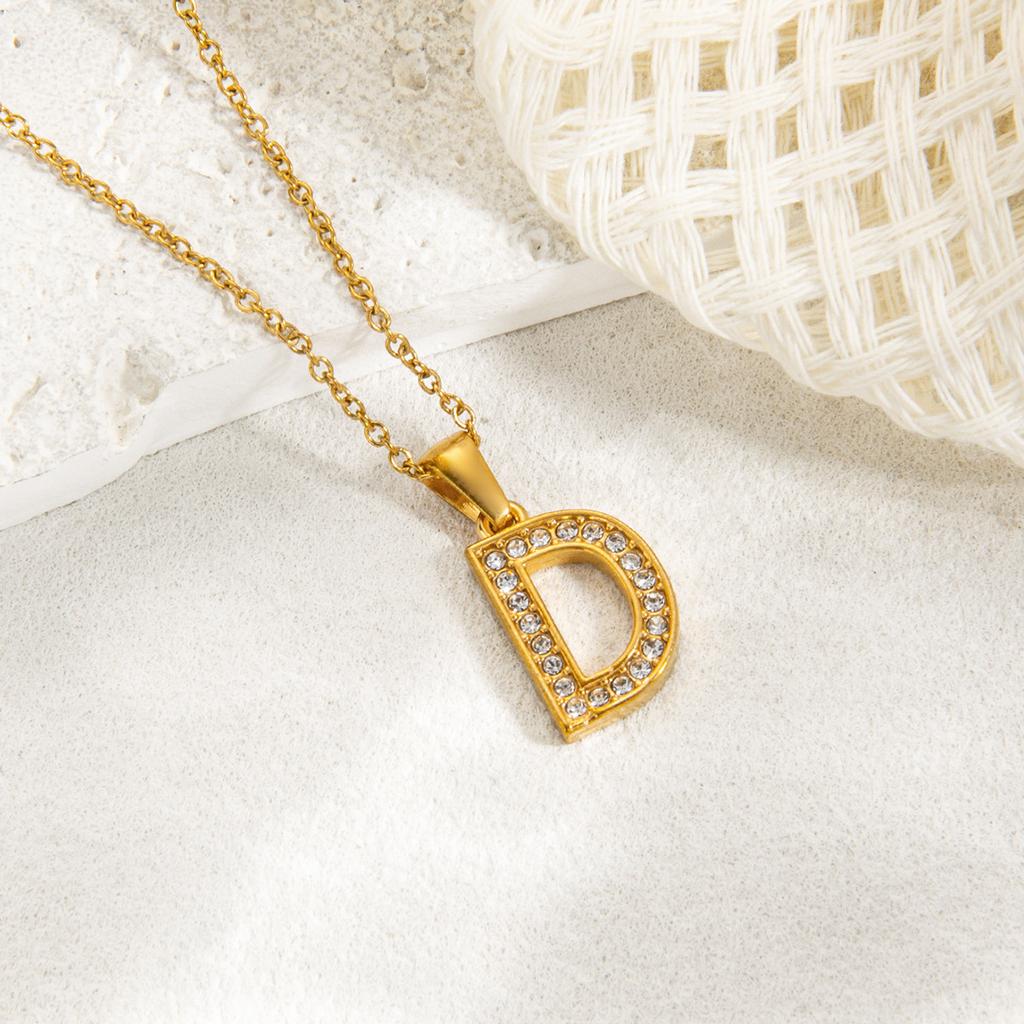 1pc Fashion Shining A-Z Letter Pendant Charm Necklace 26 Initial Alphabet Name Clavicle Chain Party Valentine's Day Jewelry Gift