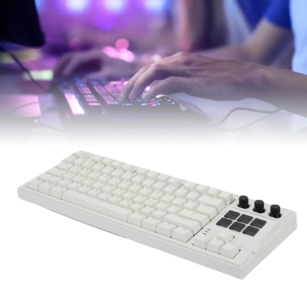 USB Wired Mechanical Keyboard 75 78 Key Layout 6 LCD Programmable Keys Red RGB Backlit Hot Swap Keyboard for PC Gaming
